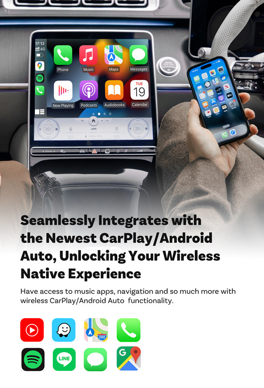 Cross-Border New Product Metal Mirror Carplay Adapter Carplayandroip Auto Two-In-One Adapter