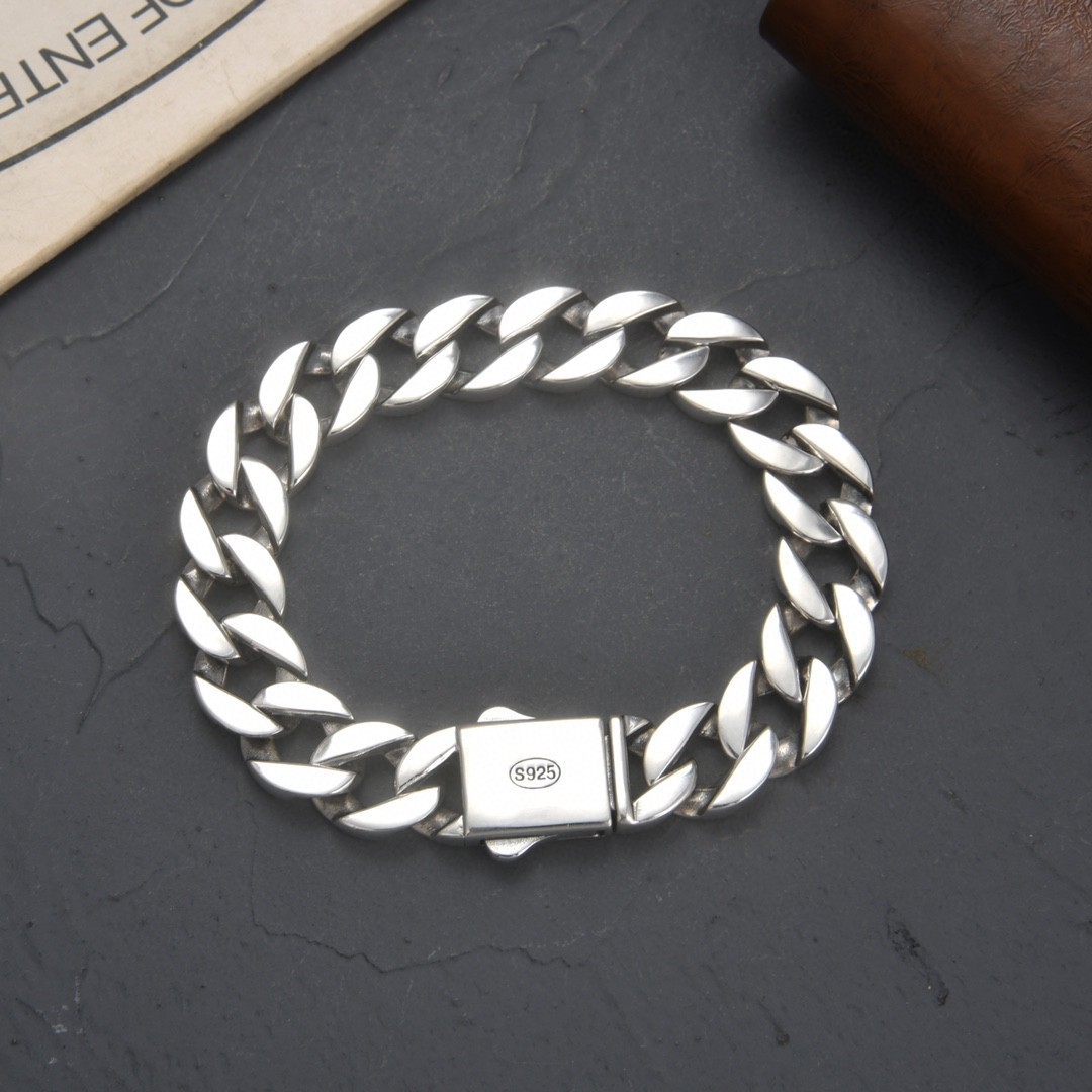 Pulseira de elo cubano masculina em aço inoxidável premium_voghion.com