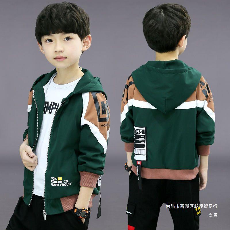어린이 의류 소년 가을 코트 2023 새로운 스타일 중대형 어린이 윈드 브레이커 재킷 소년의 최고 서양 스타일