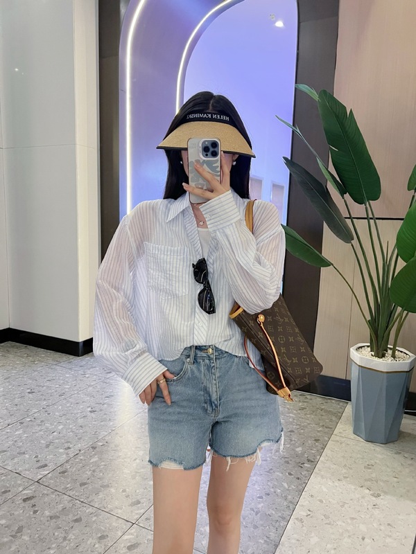 新款条纹宽松长袖衬衫女慵懒百搭衬衣  072b802|undefined