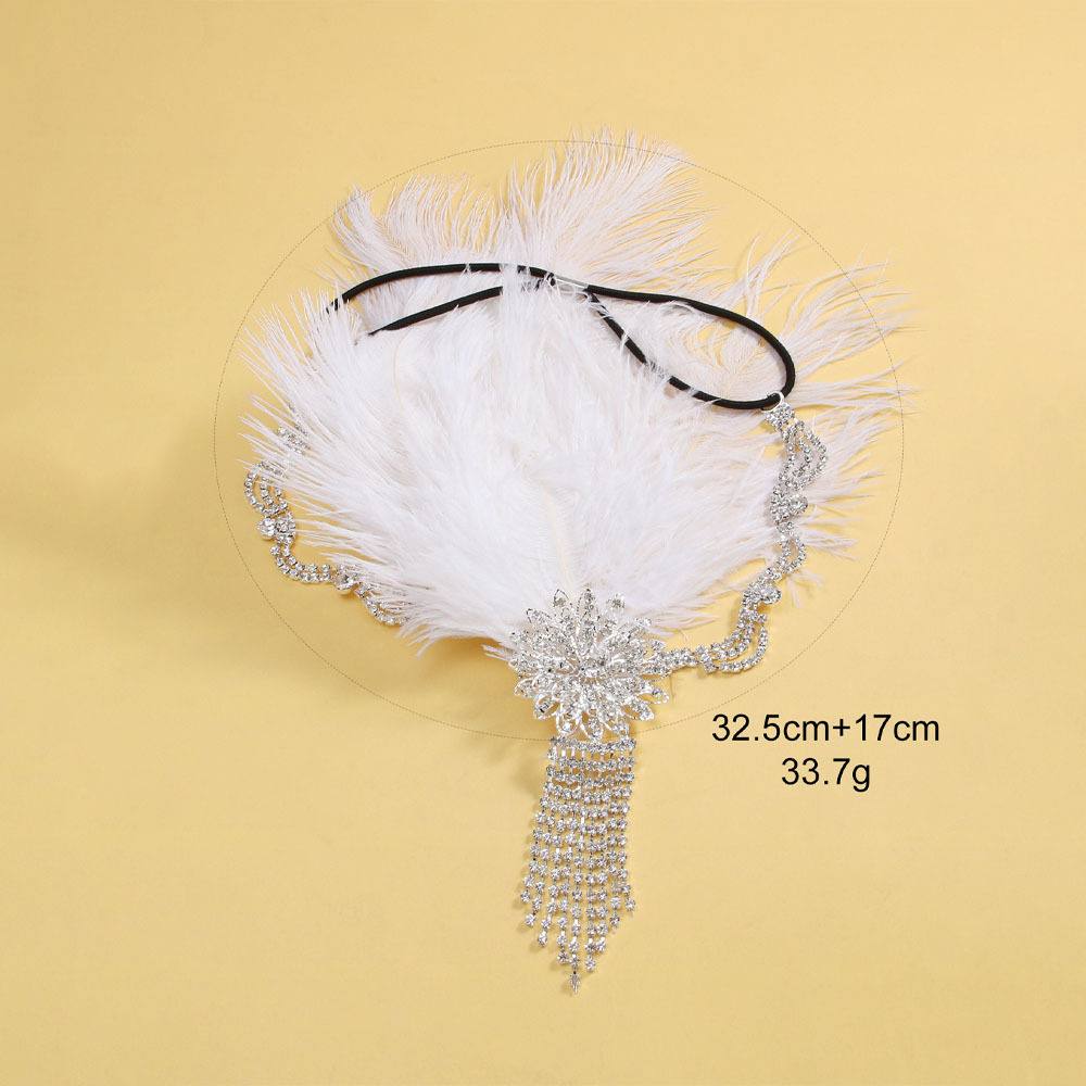 Bridal Feather Headdress, Elegant Flower Fringed Hair Accessory_voghion.com