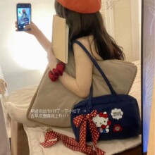可爱KT印花单肩包少女心大容量百搭托特包通勤休闲手提包手拎包包