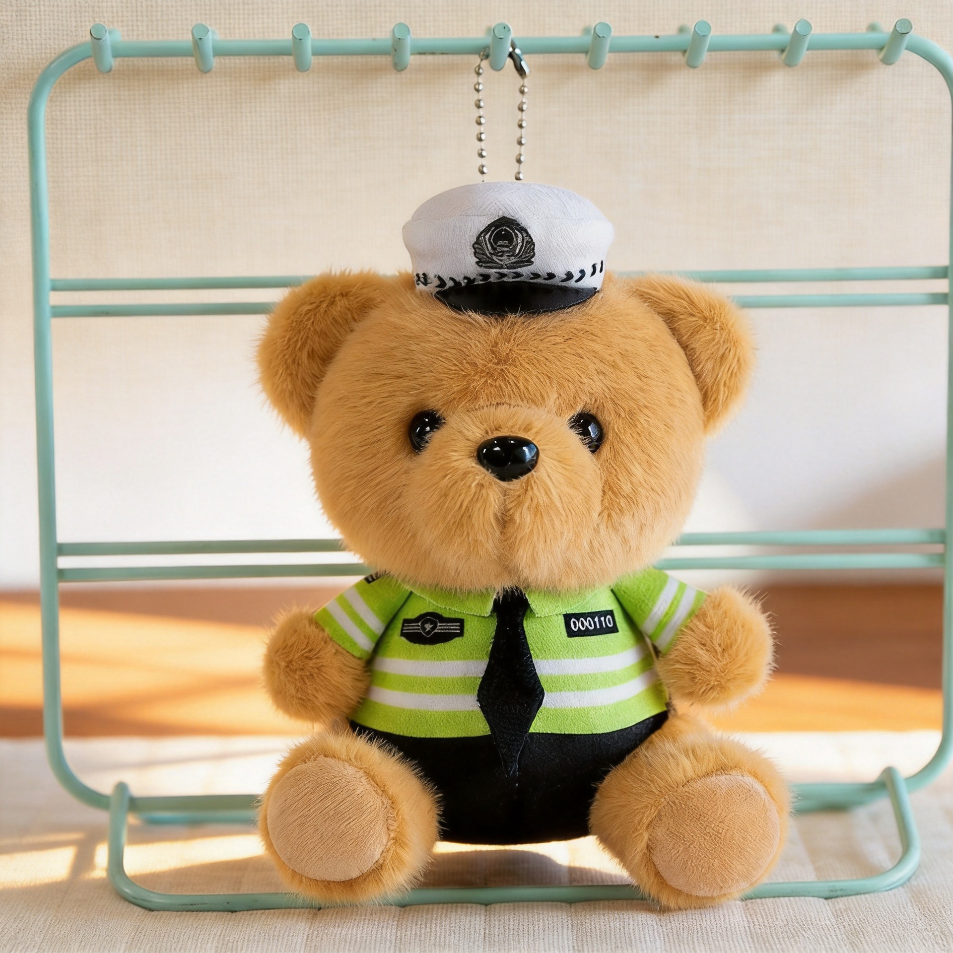 Colgante de peluche de oso de policía pequeña muñeca de peluche colgante de muñeca bolso colgante de llaver colgante de policía de tráfico oso pequeño colgante