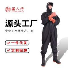 全身の下のズボンの田植えの厚い雨の靴は胸の半身のズボンの防水の服をそろえて魚の連体服を捕まえます。