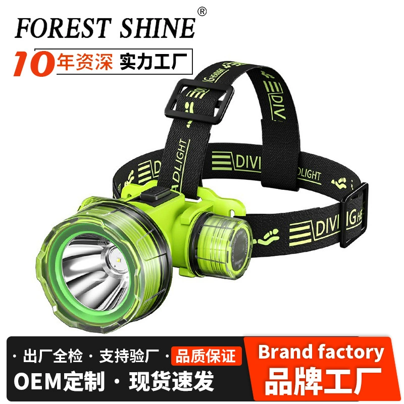 Новая трансграничная фара для дайвинга, сильная зарядка света, высокая яркость, водонепроницаемость, длительное время автономной работы, фонарик на голове, специальный для подводного плавания на открытом воздухе.