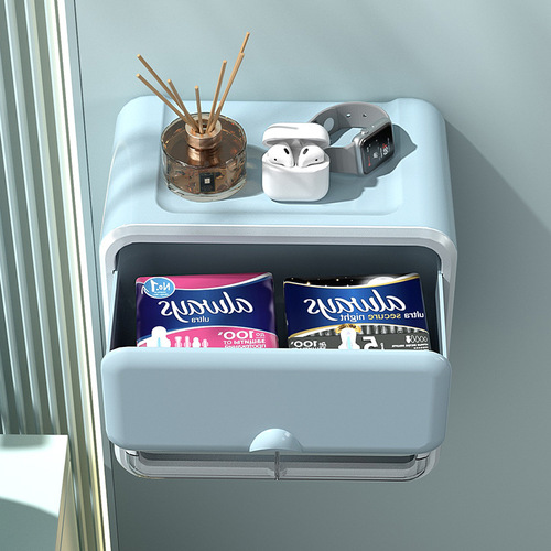 Nordic Style No-Hole Toilet Paper Holder Waterproof Wall-Mounted Tissue Paper Shelf Bathroom Toilet Tissue Roll Holder