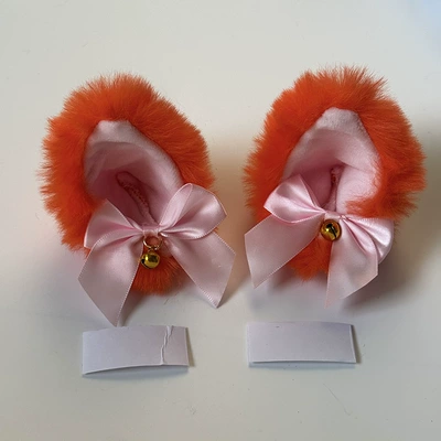 cat ear helmet decorations — Motosiklet dəbilqələri - cat-ear-pink-bow-1-pair-orange