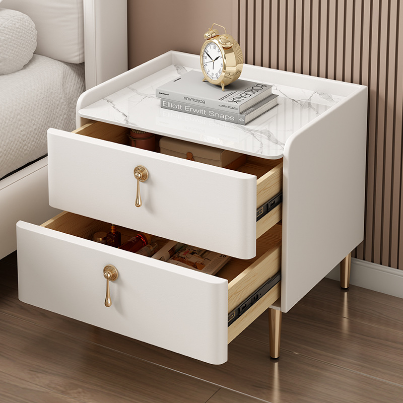 Nankang furniture bedside table simple modern ultra narrow light luxury slate solid wood smart wireless charging bedroom bedside