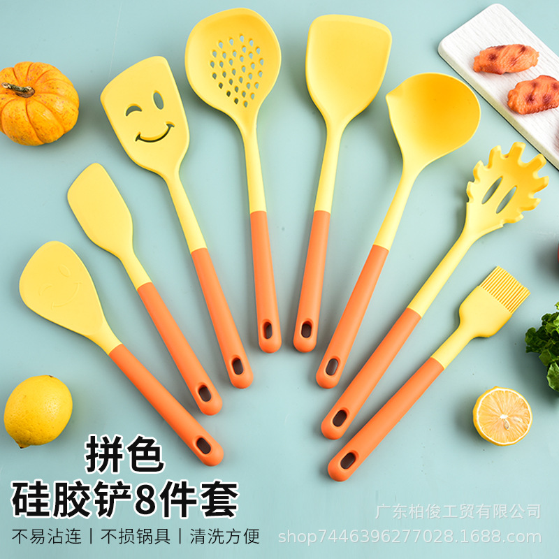 Цветная силиконовая лопатка 8 комплекта кухонных продуктов силиконовая лопата лопатка лопатка ложка жареная лопата антипригарная посуда
