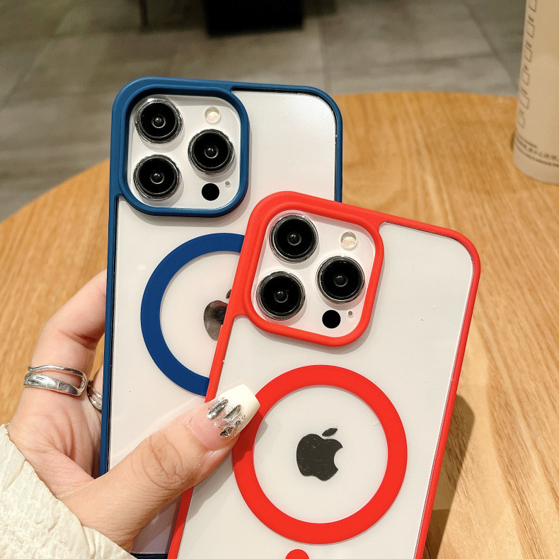 Apple 16 cep telefonu kılıfı şeffaf manyetik iPhone 15 promax koruyucu kapak buzlu akrilik 14 basit uyumlu