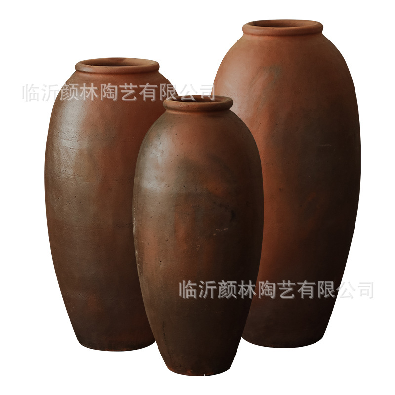 Botella de cerámica vintage de aterrizaje combinación de decoración de alojamiento residencial botella de cerámica de gran tamaño de cerámica de tierra cerámica de viento tranquilo botella de decoración
