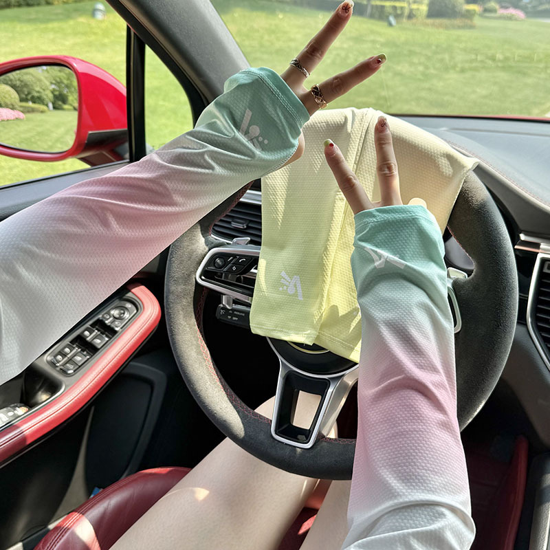 Funda de manga de hielo suelta y transpirable color degradado de verano para conducir Funda de manga de seda de hielo delgada para hombres y mujeres mangas de protección UV para brazos