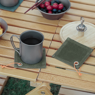 Outdoor Canvas Heat Insulation Cup Pad Cloth Portable Camping Equipment Household Square Placemat Oil-proof Waterproof Table Mat Heat Insulation Mat