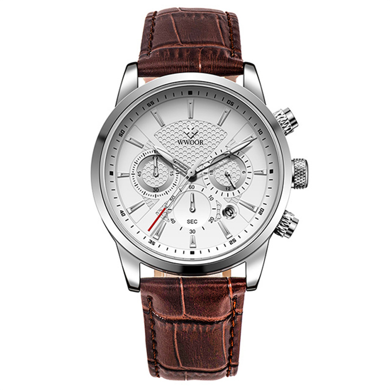 WWOOR/Hold Love 8845 nuevo cinturón Calendario de seis pines movimiento de cuarzo luminoso reloj de hombre multifuncional