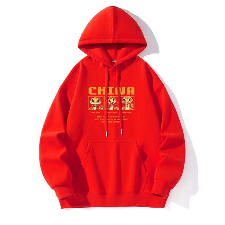 Año de la Serpiente, camisetas rojas chinas, camisetas de mangas largas, camisetas con capuchón, camisetas festivas, camisetas con vello image 5