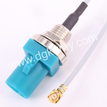 FAKRA-JY直公头防水Code Z水蓝色螺芽穿墙IPEXMHF U.FL端子1.37mm