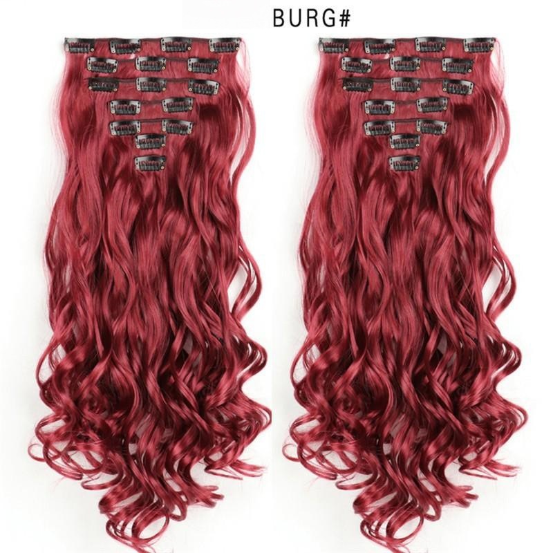 Extensión de Cabello Rizado con Clips BB Set de 7 de Fibra Térmica, Invisible, para Mujeres