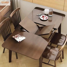 2025新款两用北欧高级餐桌可伸缩拉伸实木品质多功能桌子折叠家用