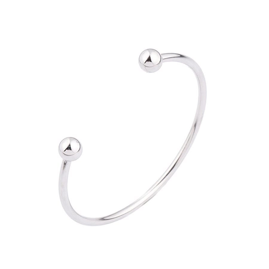 Bracelet Panjia Basic, perle ronde ouverte en acier inoxydable (3 mm d'épaisseur, 60 mm), disponible en stock. Personnalisable avec d'autres perles._voghion.com