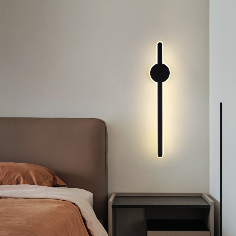 Moderno minimalista LED lámpara de pared larga espada estilo cabezal de cama dormitorio estudio sofá pared de fondo lámpara de línea doméstica