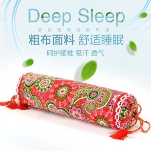 Cotton old coarse cloth pillowcase court cervical spine pillowcase round pillowcase can be installed buckwheat Wormwood pillowcase factory wholesale