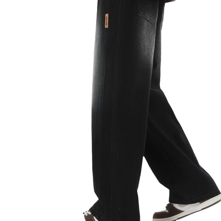 Vintage americano lavado 2024 primavera y otoño jeans pesados marca de moda ins pantalones anchos sueltos rectos para hombres de la calle