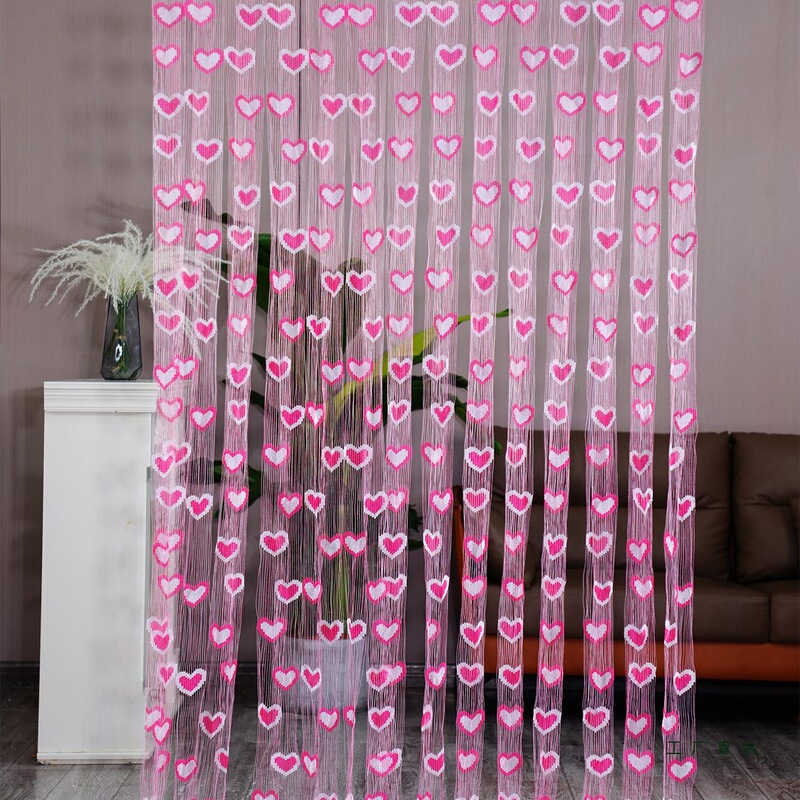 Trendy Tassel Two-Tone Heart Door Curtain Princess Room Decoration Curtain Children's Room Kindergarten Decorative Line Curtain Partition