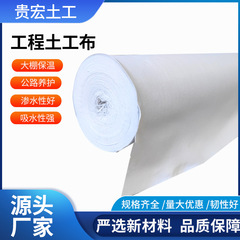 工程土工布厂家桥梁护坡混凝土长丝白色无纺布公路养护透水土工布