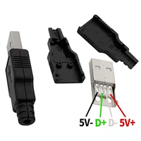 [厂家直销焊线式公头USB-A型插头带塑料壳 充电接头 USB公头三件套]