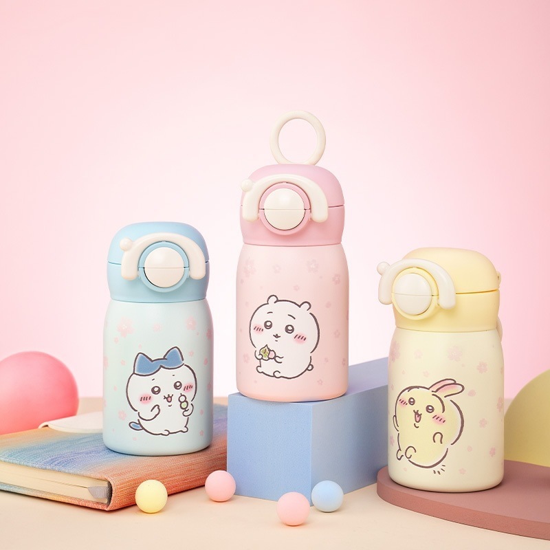 치이카와 미러 220ml 316 스테인리스 이중 음용 빨대 보온병 어린이 휴대용 텀