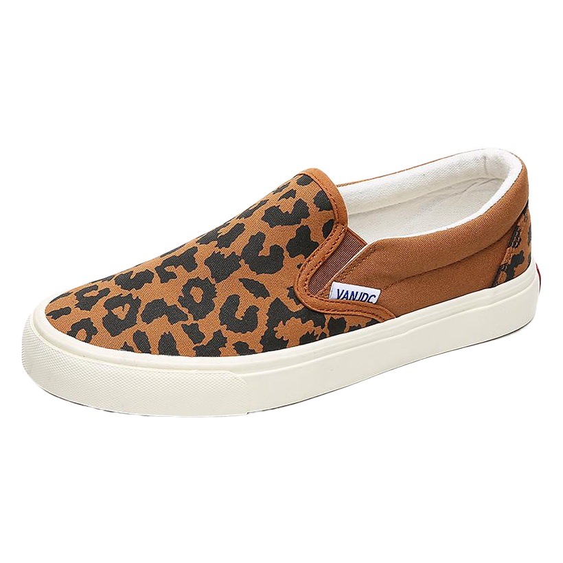 Leopard Print Canvas Shoes for Women 2026 Autumn Korean Style Student Ins Popular Sneakers Versatile Niche Slip-On Loafers