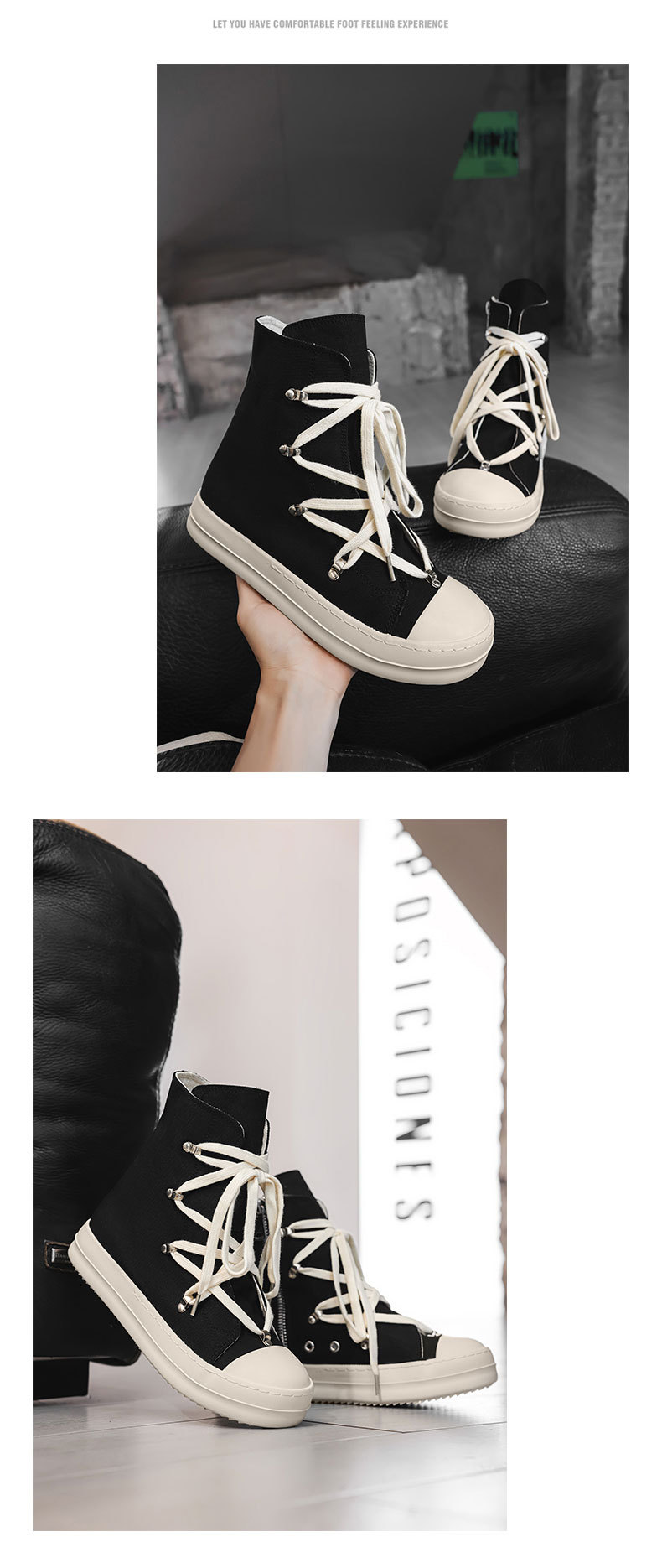 Sneakers alte in pelle da uomo con design a stella_voghion.com