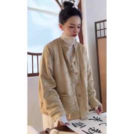 新中式女装国风盘扣黄色棉服新款今年流行爆款高级感棉袄女冬3625