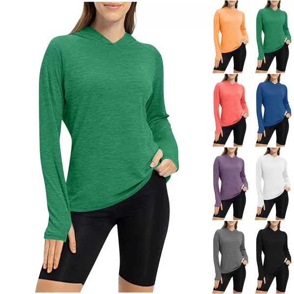 2026 Cross-Border Autumn Hooded Fitness Clothing Slim Fit Yoga Long-Sleeve Training Running Sports Top for Women with Finger Sleeves