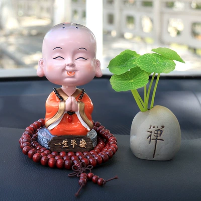 Car ornaments: shake head small monk - life-peace-zen-bottle