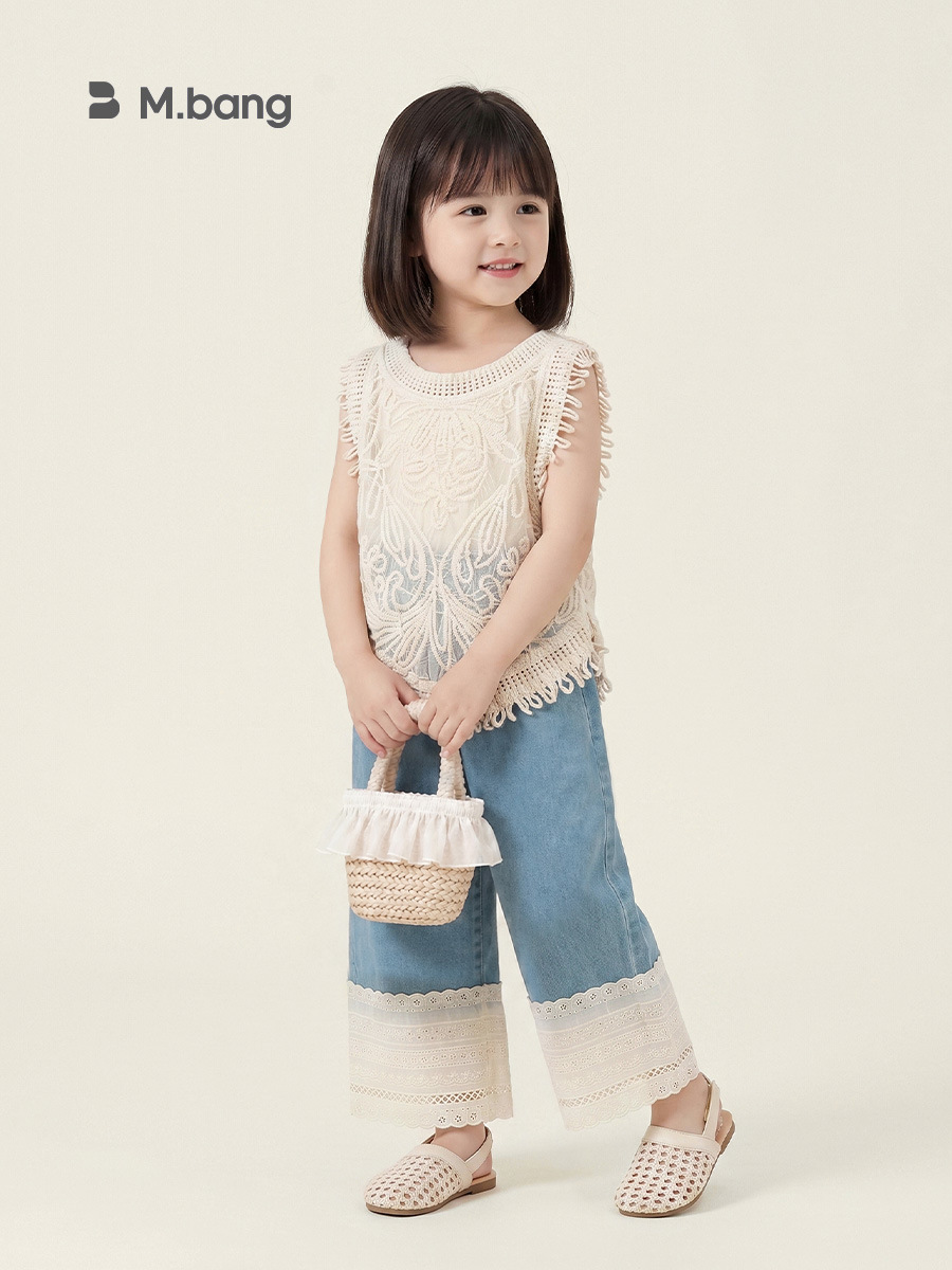 Youbao ropa para niños estilo coreano vacaciones verano niñas chaleco sin mangas chaleco de punto para niños chaqueta hueca ropa exterior delgada