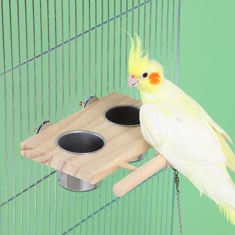Аксессуары для птичьих клеток Кормушка для птиц попугай из нержавеющей стали птичий столик матовый столб