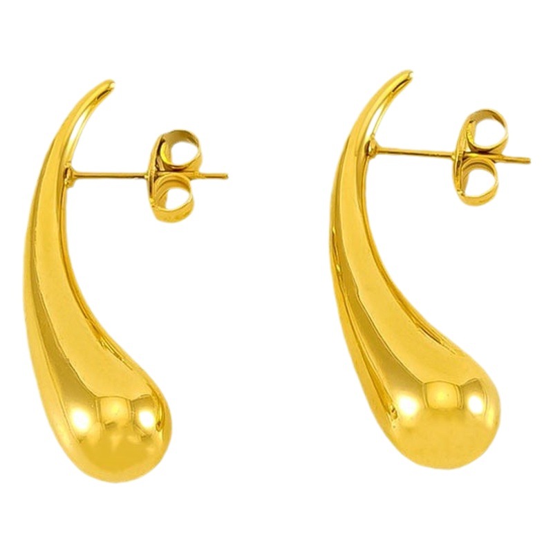 Transfronterizo europeo y americano de alto grado personalizado simple pendientes en forma de gota elegante de acero de titanio simple no desvanecimiento personalizado joyería del oído