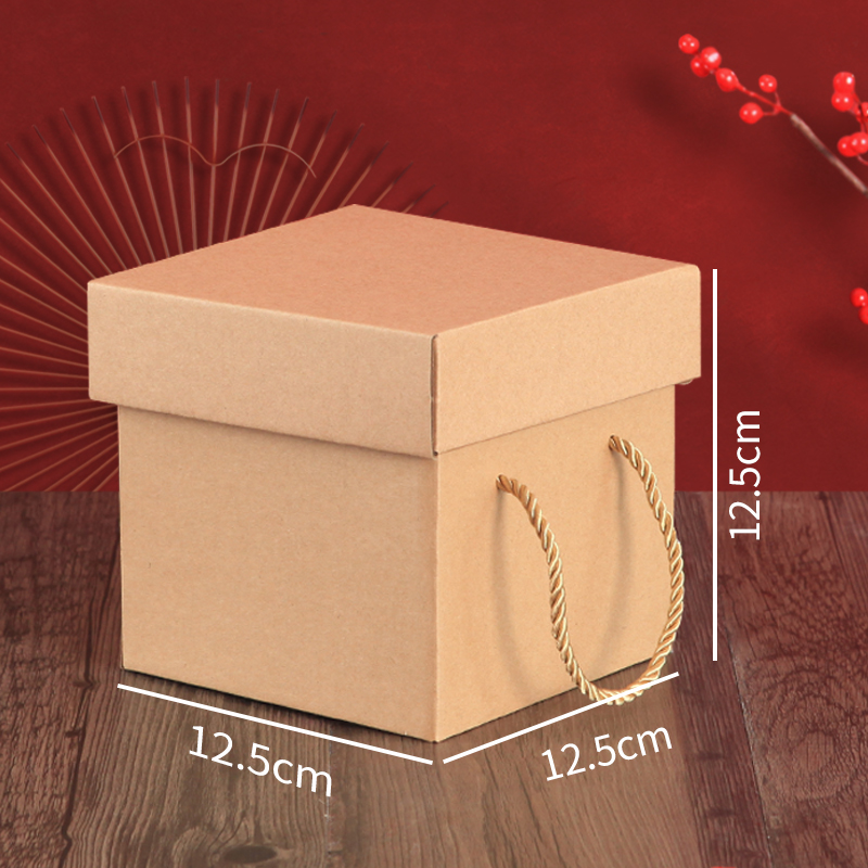 Caja de embalaje de papel corrugado kraft cuadrado caja de regalo de té caja de embalaje exterior caja de regalo kraft portátil caja vacía