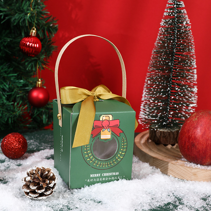 녹색 창 사과 상자 (리본 포함)