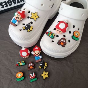Croc Shoes DIY Accessories Cute Cartoon Mario Shoes Flower Shoe Buckle Accessories Removable Decoration