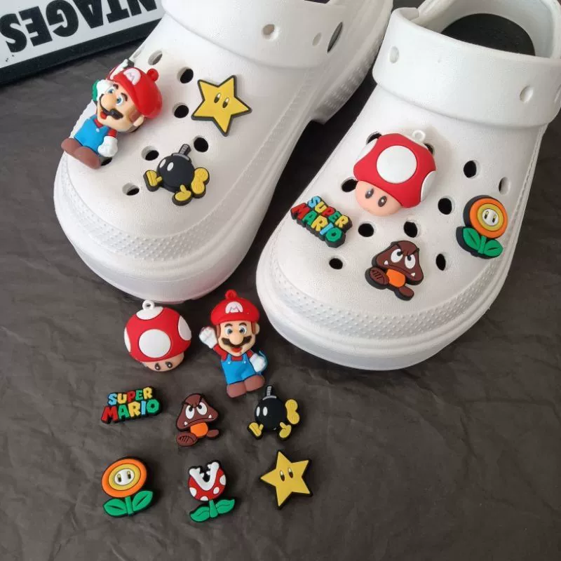 Аксессуары для обуви своими руками в стиле крокодилов, милые мультяшные аксессуары для обуви Марио, цветочные пряжки для обуви, съемные украшения