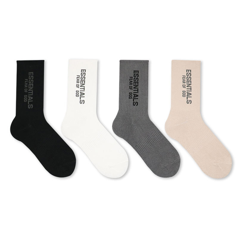 FEAR OF GOD Duplex ESSENTIALS Letter Long Socks High Street FOG Sport Cotton Socks for Men and Women FEAR OF GOD Duplex ESSENTIALS Letter Long Socks High Street FOG Sport Cotton Socks for Men and Women