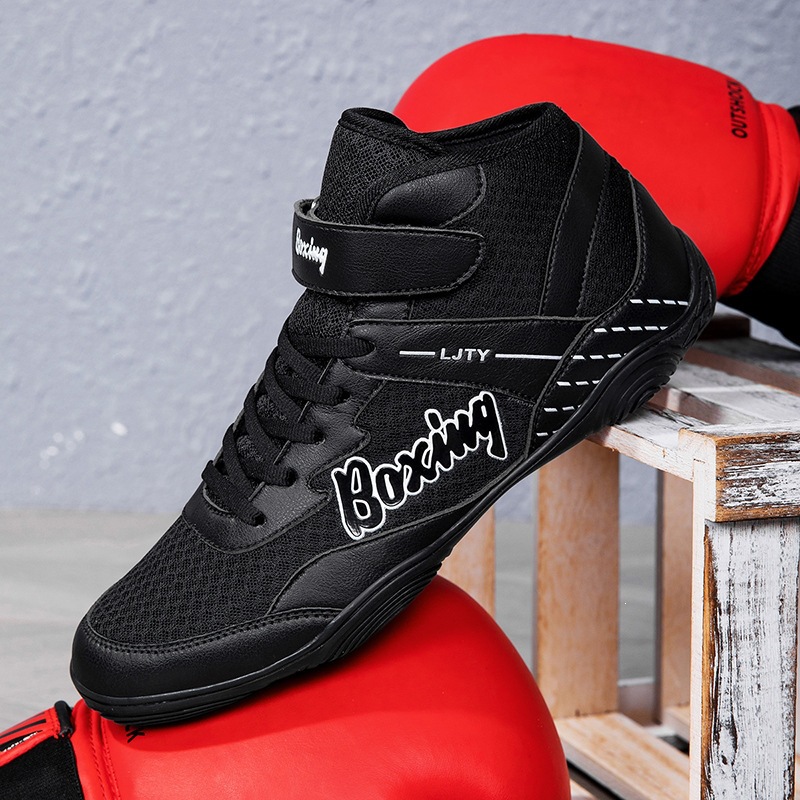 High-top boys' boxing shoes, children's sparring and fighting training shoes, adult wrestling shoes, fitness weightlifting martial arts shoes