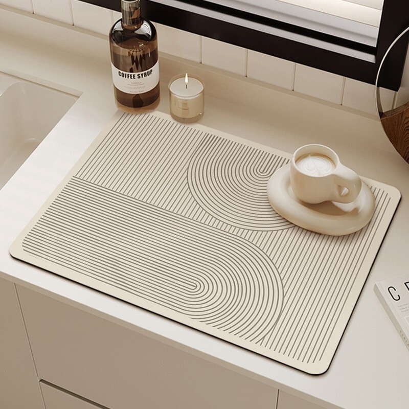 現代のシンプルな珪藻泥の水たまりマット台所の家庭用断熱厚いテーブルの床の吸水滑り止めの水たまりマット|undefined