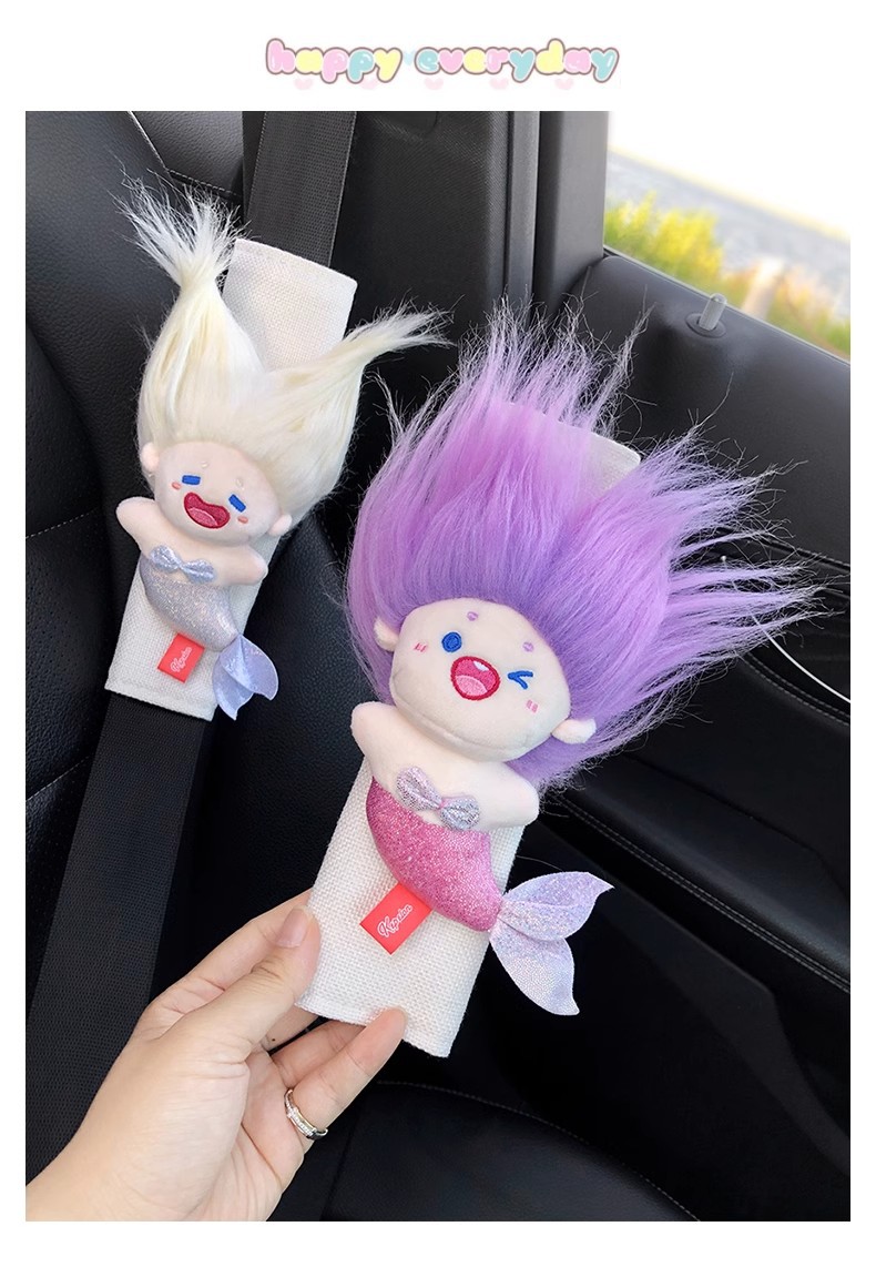 The United States blew up the mermaid car seat belt shoulder pad cotton doll doll car ornaments car decoration women