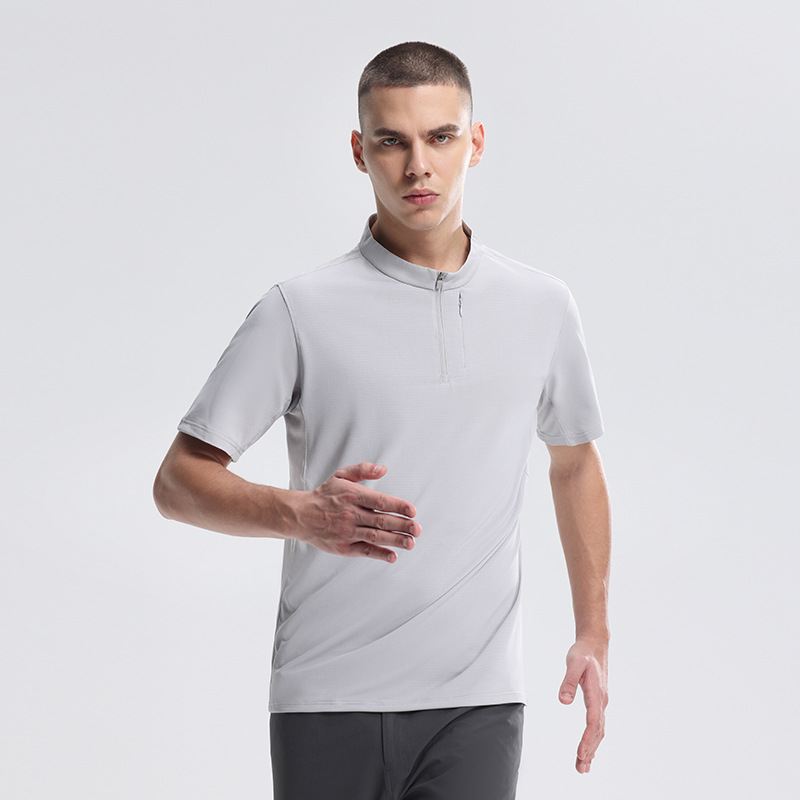Camiseta Deportiva de Secado Rápido, Transpirable y Refrescante para Correr al Aire Libre, con Media Cremallera, Nueva Colección Verano 2025, Comercio Exterior Transfronterizo
