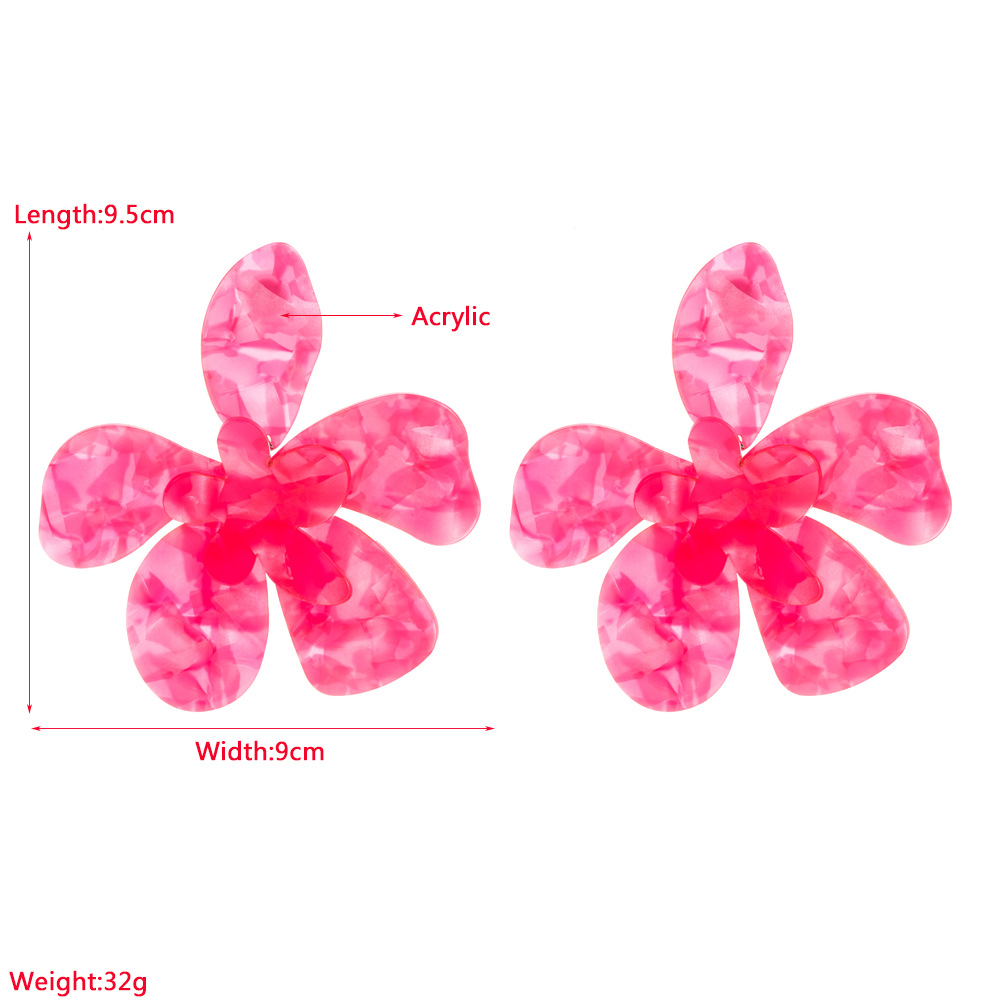 34g Weight Electroplating Gold Plating Process Fashion Flower Arylic Ear Studs
