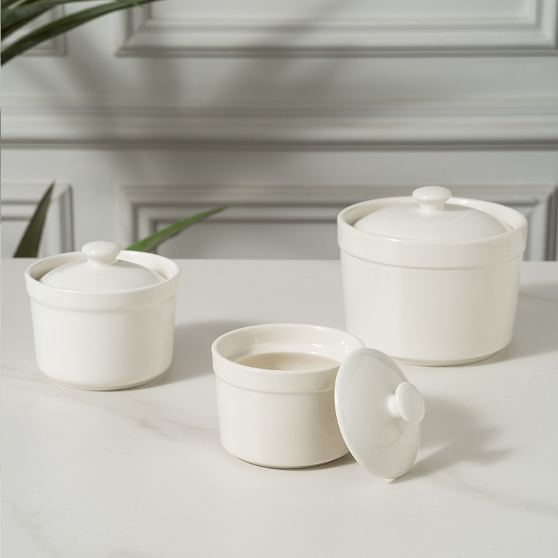 Ceramic Soup Bowl with Lid, Soup Bowl for Hotel Restaurants, Restaurant Tableware, Fast Food Commercial Use, Steamed Egg Bowl, Rice Bowl, Stew Bowl Without Lid