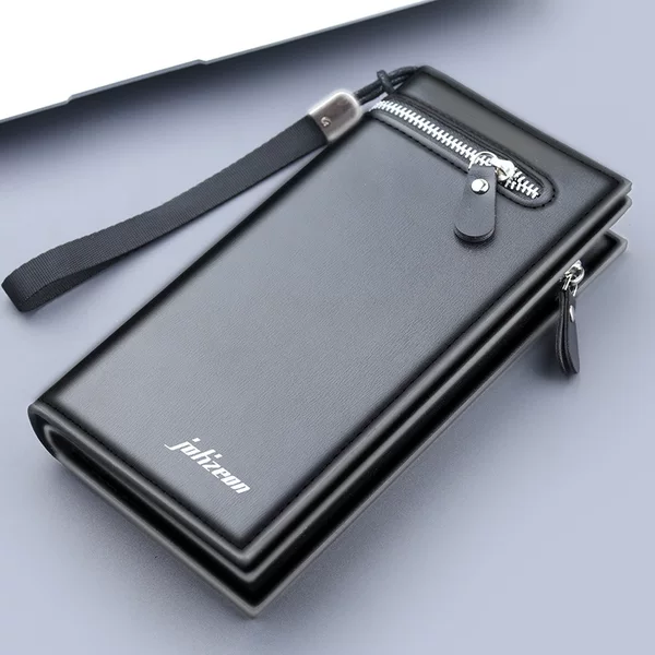 New Men's Long Wallet with Zipper Men's Clutch Bag Large Capacity Mobile Phone Bag Men's Portable Small Handbag Simple